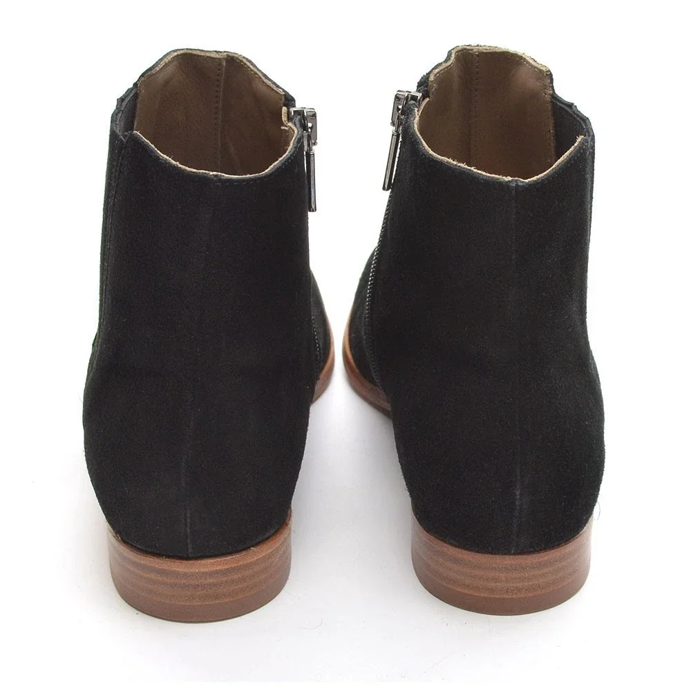 Italeau Lunella Black Suede Chelsea Booties 36.5 New